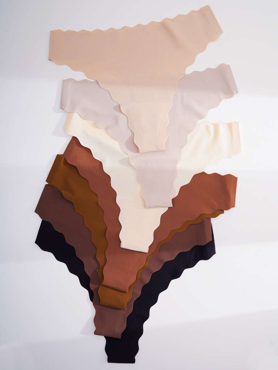 7pack Scallop Trim No Show Thong Set - Multicolor - View 1