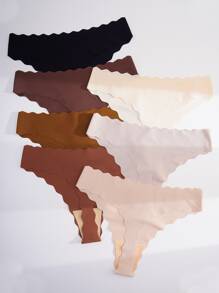 7pack Scallop Trim No Show Thong Set - Multicolor - View 2