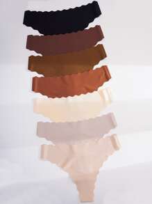 7pack Scallop Trim No Show Thong Set - Multicolor - View 3