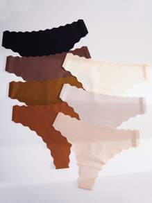 7pack Scallop Trim No Show Thong Set - Multicolor - View 4