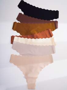 7pack Scallop Trim No Show Thong Set - Multicolor - View 5