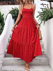 Breezaya Vestido de tirantes unicolor bajo con fruncido