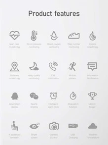 1 pieza Reloj inteligente blanco TPU con tira deportivo rectángulo esfera fecha alarma monitoreo de frecuencia cardíaca , compatible con Androids iPhone - Blanco - Ver 8