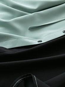 SHEIN LUNE Đầm Plus Size Thắt lưng Nút phía trước Khối Màu Giải trí - Màu xanh Bạc hà - Xem 3