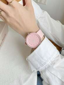 1 件优雅石英表，数字表盘，适合日常佩戴，可作为生日、派对、周年纪念、年终促销、情人节及其他节日的礼物，不含礼盒 - 粉色 - 查看 3