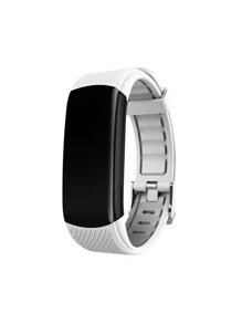 1 pieza Reloj inteligente blanco TPU con tira deportivo rectángulo esfera fecha alarma monitoreo de frecuencia cardíaca , compatible con Androids iPhone - Blanco - Ver 3