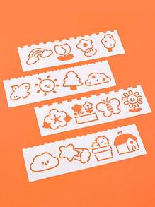 4入組白色卡通鏤空繪圖模板簡單多用途繪圖模板用於繪圖DIY工藝 - 白色 - 查看 1