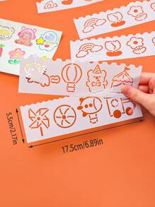 4入組白色卡通鏤空繪圖模板簡單多用途繪圖模板用於繪圖DIY工藝 - 白色 - 查看 5