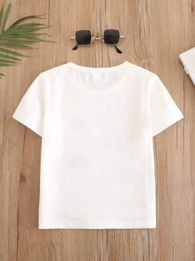 Niñito Camiseta con oreja de conejo & con estampado de letra - Blanco - Ver 2