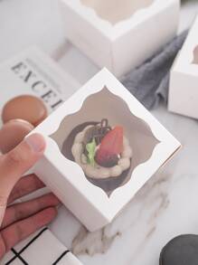 5pcs Pastry Box With Window, Baking Containers For Loose Biscuits, Mini Pies, Cupcakes Wedding Party Gift Bags - White - View 3