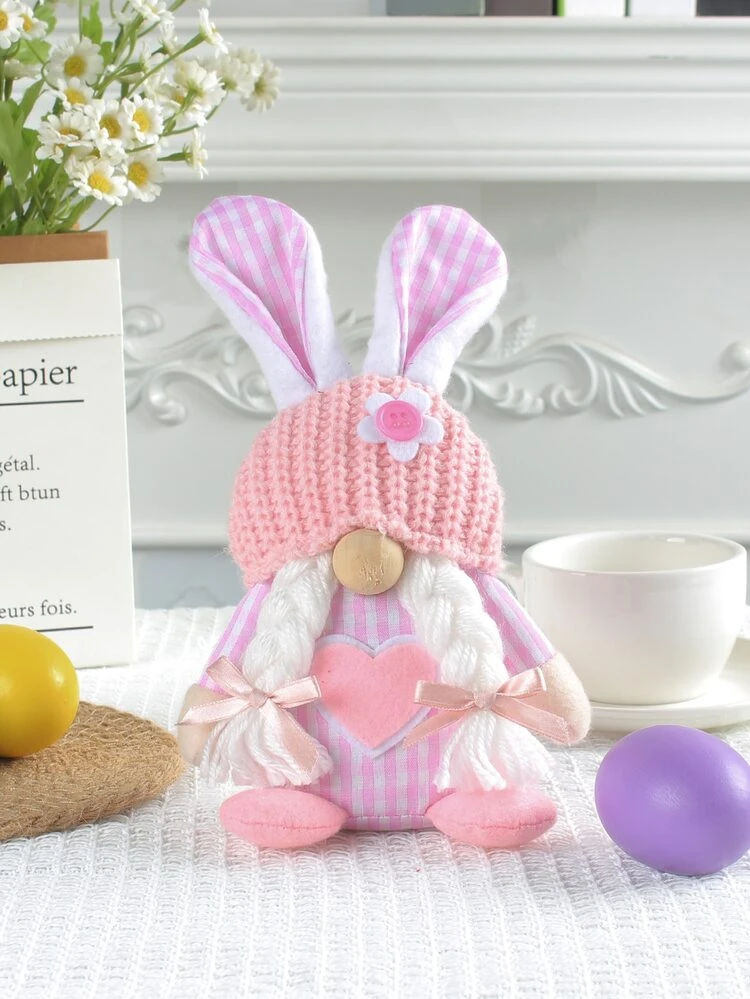 1pc Polyester Gnome Decoration, Rabbit Design Decorative Gnome For Party - Multicolor - View 1