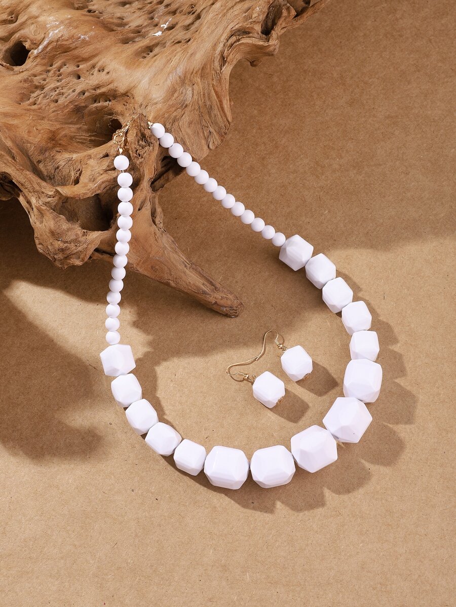 3 cái/bộ Bộ trang sức trang trí hạt Boho cho phụ nữ để trang trí hàng ngày - trắng - Xem 1