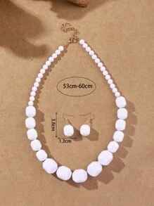3 cái/bộ Bộ trang sức trang trí hạt Boho cho phụ nữ để trang trí hàng ngày - trắng - Xem 3