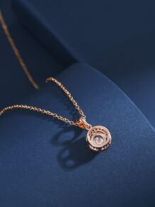 Vòng cổ trang trí hình tròn trang trí bằng đá Zirconia - Hoa hồng vàng - Xem 3