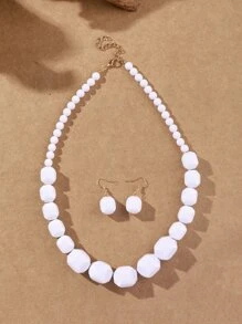 3 cái/bộ Bộ trang sức trang trí hạt Boho cho phụ nữ để trang trí hàng ngày - trắng - Xem 4