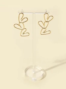 1pair Fashion Heart Stud Earrings For Women For Daily Decoration - Gold - View 1