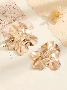 1 cặp hoa tai đính đá kim loại không đối xứng thời trang dành cho phụ nữ để trang trí hàng ngày - Vàng - Xem 3