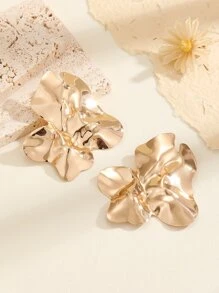 1 cặp hoa tai đính đá kim loại không đối xứng thời trang dành cho phụ nữ để trang trí hàng ngày - Vàng - Xem 4