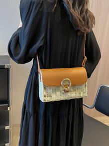 撞色草編包小,完美適合夏天海灘旅行度假 - 彩色 - 查看 3
