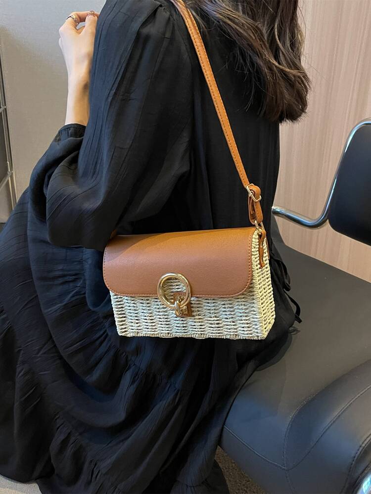撞色草編包小,完美適合夏天海灘旅行度假 - 彩色 - 查看 4