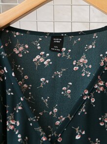 SHEIN Clasi Đầm Maxi Tay Cánh Bướm In Hoa Boho Cỡ Lớn Có Thắt Lưng Trang Phục Cho Nữ - Màu xanh lá cây đậm - Xem 5
