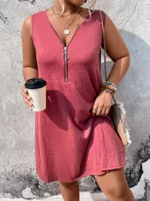 SHEIN LUNE Plus Half Zip Tank Dress