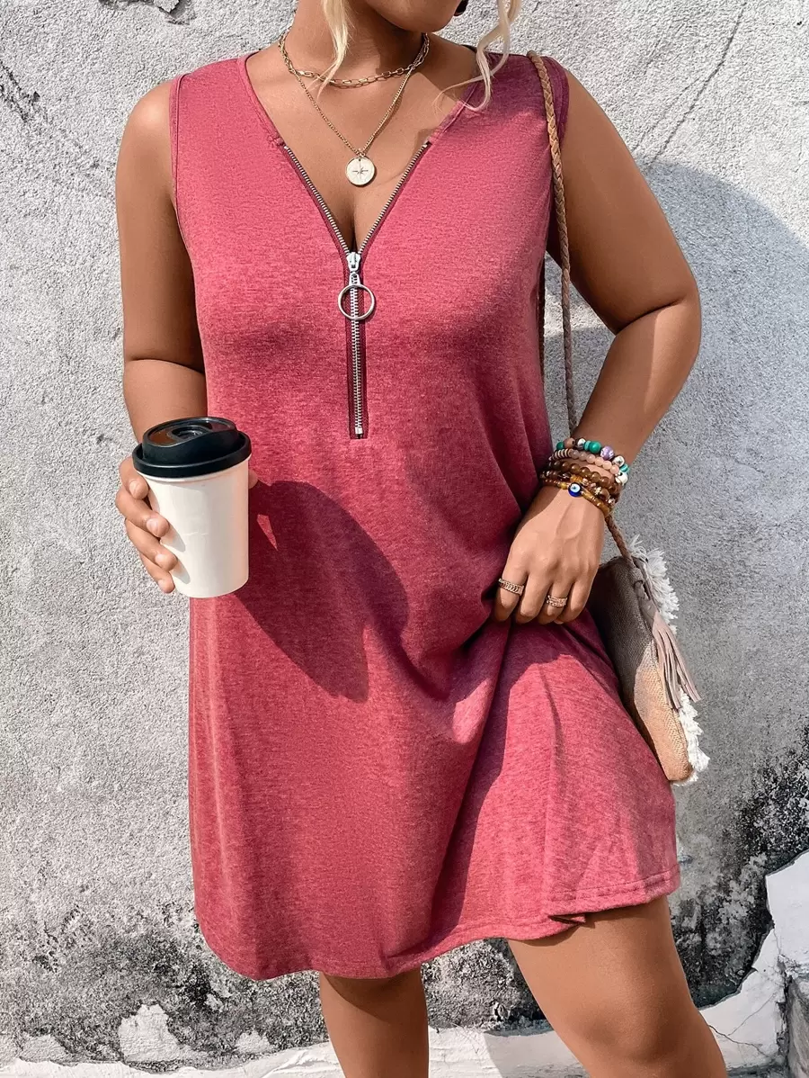 SHEIN LUNE Plus Half Zip Tank Dress