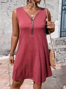 SHEIN LUNE Plus Half Zip Tank Dress