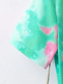 SHEIN Tween Girl Tie Dye Tee & Shorts - Green - View 4