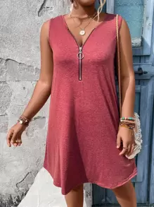 SHEIN LUNE Plus Half Zip Tank Dress