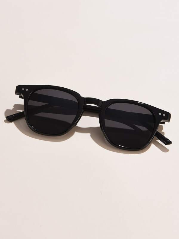 1pc Classic Square Small Frame Minimalist Vintage Travel Rivet Casual Outdoor Sports Glasses Beach Accessories For Women Glasses Shades Basics Fall Winter Women Outfits Clothes Business Casual Gifts For Summer Beach Vacation,Outdoor,Travel