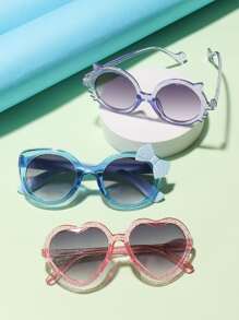 3副小女童心形框架休閒太陽眼鏡 - 彩色 - 查看 2