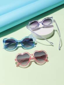 3副小女童心形框架休閒太陽眼鏡 - 彩色 - 查看 3
