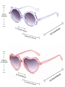3副小女童心形框架休閒太陽眼鏡 - 彩色 - 查看 5