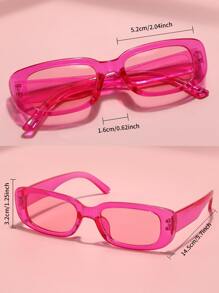 1副男女通用方形时尚太阳镜，适合外出、旅行、夏季配饰、运动风、驾驶、节日、海滩、电子音乐节、度假、家庭出游、高尔夫、徒步旅行、优雅装扮、街头风配饰、度假氛围、运动、派对、户外活动、街头风、钓鱼、假日、假期。 - 玫紅色 - 查看 5