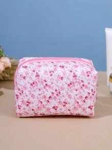 1入組花朵圖案彩妝收納袋 - 粉色 - 查看 1
