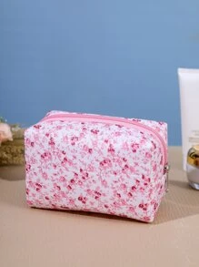 1入組花朵圖案彩妝收納袋 - 粉色 - 查看 6