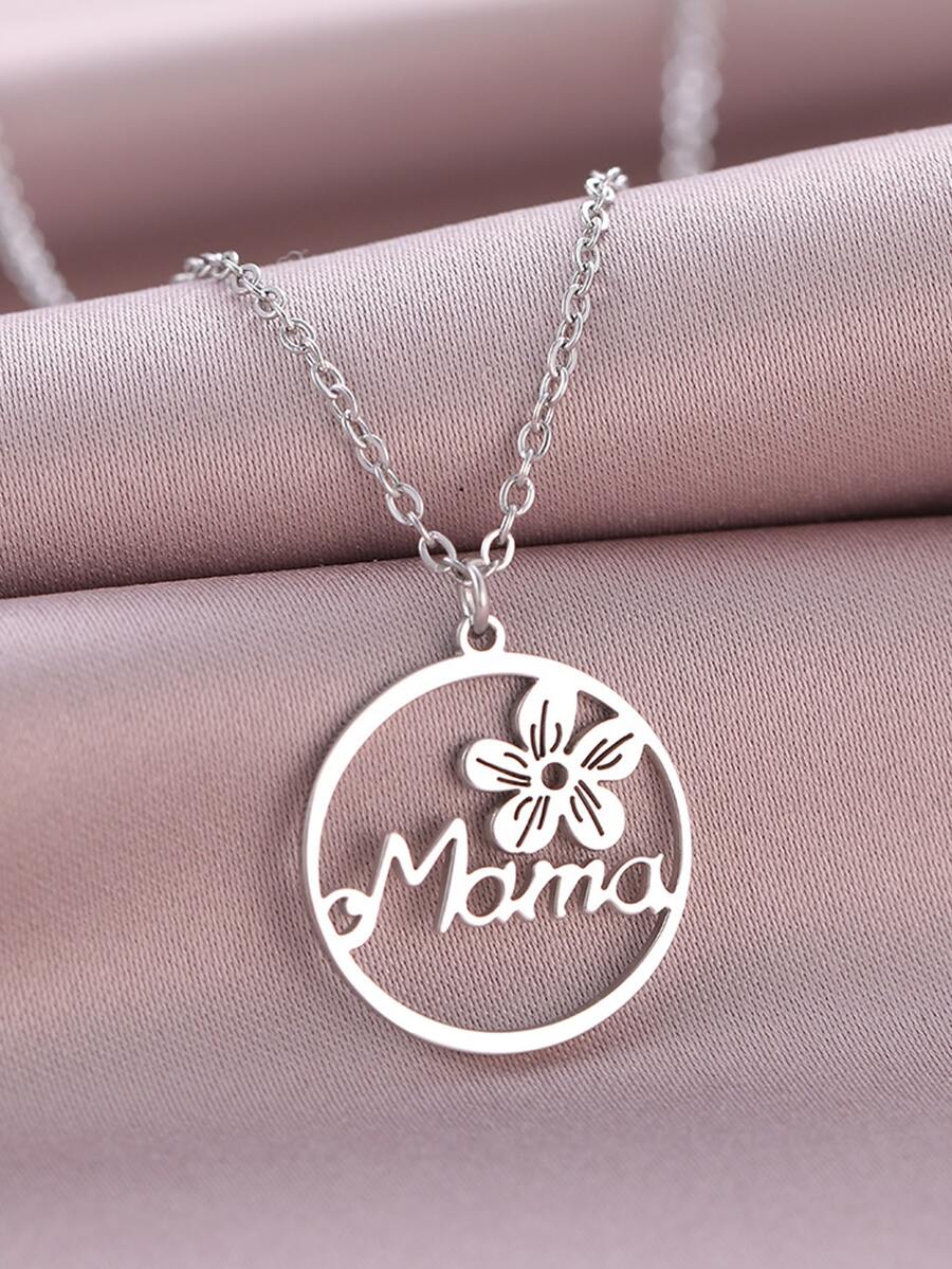 1 Thép Không Gỉ Thời Trang Hoa & Chữ Trang Trí Vòng Tròn Vòng Tay Nữ Cho Ngày Của Mẹ Tặng