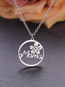 1 Thép Không Gỉ Thời Trang Hoa & Chữ Trang Trí Vòng Tròn Vòng Tay Nữ Cho Ngày Của Mẹ Tặng - Bạc - Xem 3