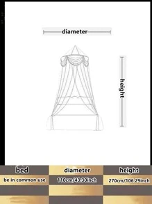 1pc Polyester Mosquito Net, Modern Bed Canopy For Bedroom - Pink - View 5