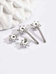 1 Paar Nippelring mit Funky Edelstahl Blume & Kubischem Zirkonia Dekor, Für Frauen Für Tägliche Dekoration