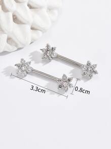 1 Paar Nippelring mit Funky Edelstahl Blume & Kubischem Zirkonia Dekor, Für Frauen Für Tägliche Dekoration