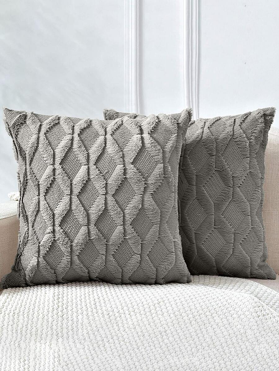 1入組灰色靠墊套無填充物柔軟抱枕套不含枕芯適用於沙發客廳 - 灰色 - 查看 1