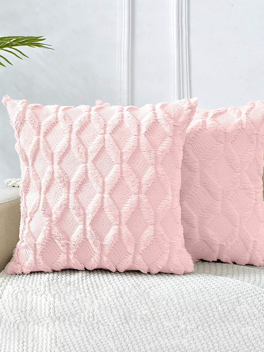 1pc Pink Cushion Cover Without Filler, Soft Throw Pillow Cover, Pillow Insert Not Include, For Sofa, Living Room - Pink - View 1