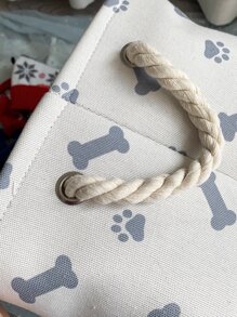 1pc Foldable Bone Print Pet Storage Basket For Cat And Dog For Organize - Multicolor - View 4