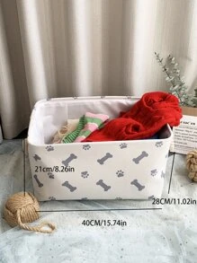 1pc Foldable Bone Print Pet Storage Basket For Cat And Dog For Organize - Multicolor - View 5
