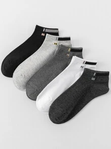 5pairs Men Letter Graphic Casual Style Ankle Socks For Daily Life