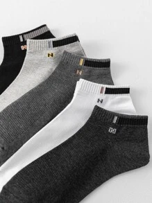 5pairs Men Letter Graphic Casual Style Ankle Socks For Daily Life