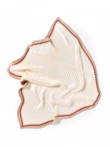 1 khăn rằn xếp li họa tiết đường kẻ cho phụ nữ để trang trí hàng ngày - Màu be - Xem 2