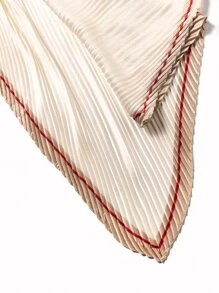 1 khăn rằn xếp li họa tiết đường kẻ cho phụ nữ để trang trí hàng ngày - Màu be - Xem 3